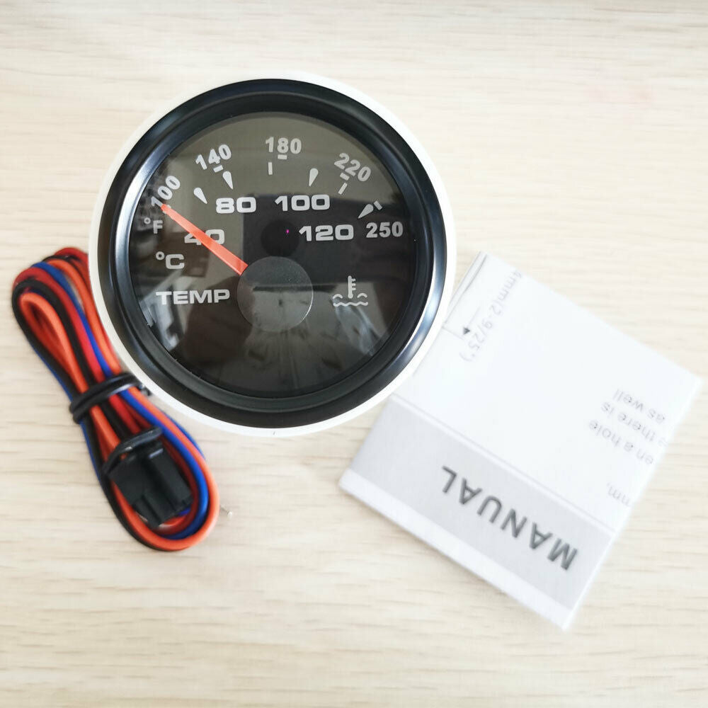 black water temperature gauge 100-250F 287.4-22.4ohms for car marine 7 color led