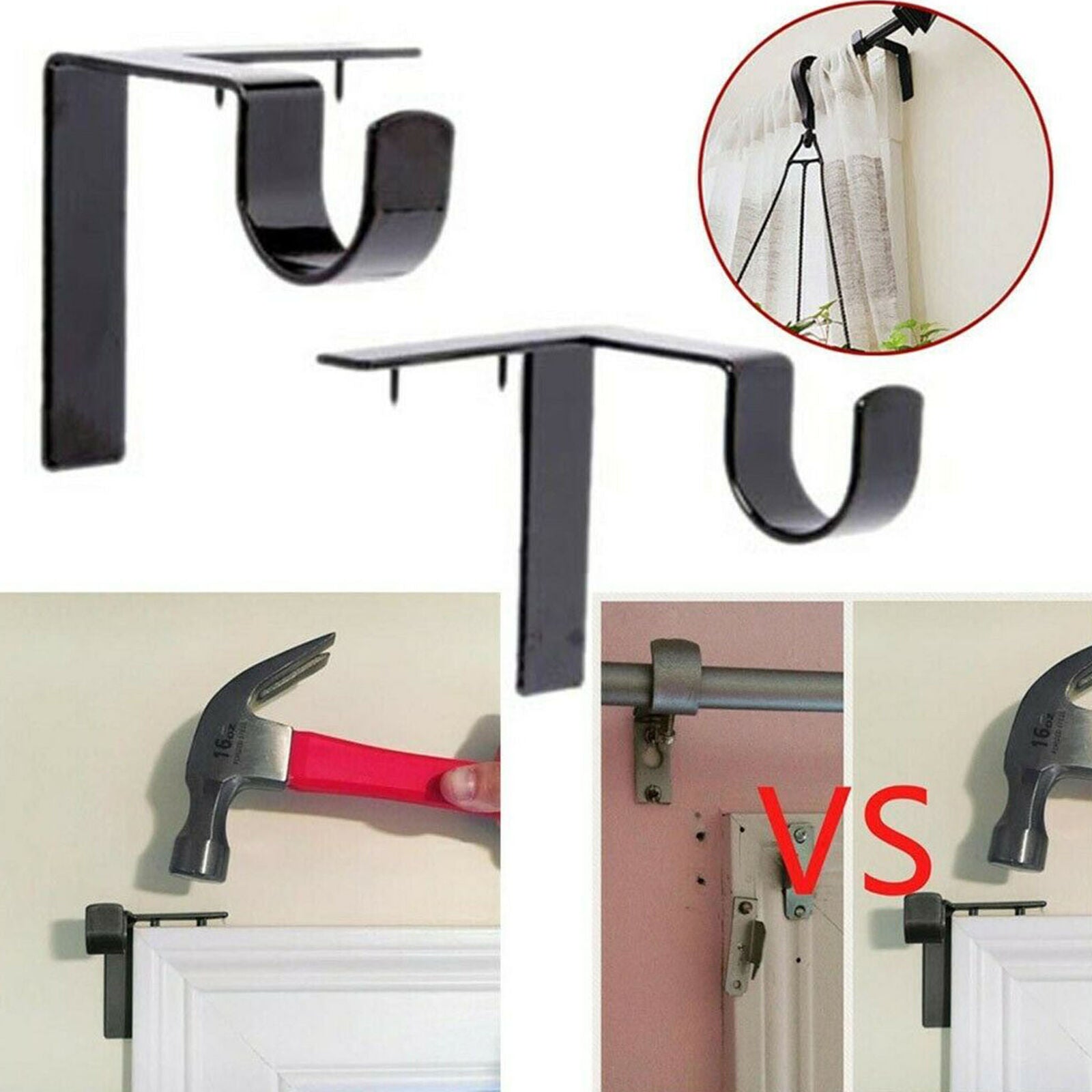 Single Hang Curtain Rod Holders Bracket Into Window Frame Curtain Rod Bracket