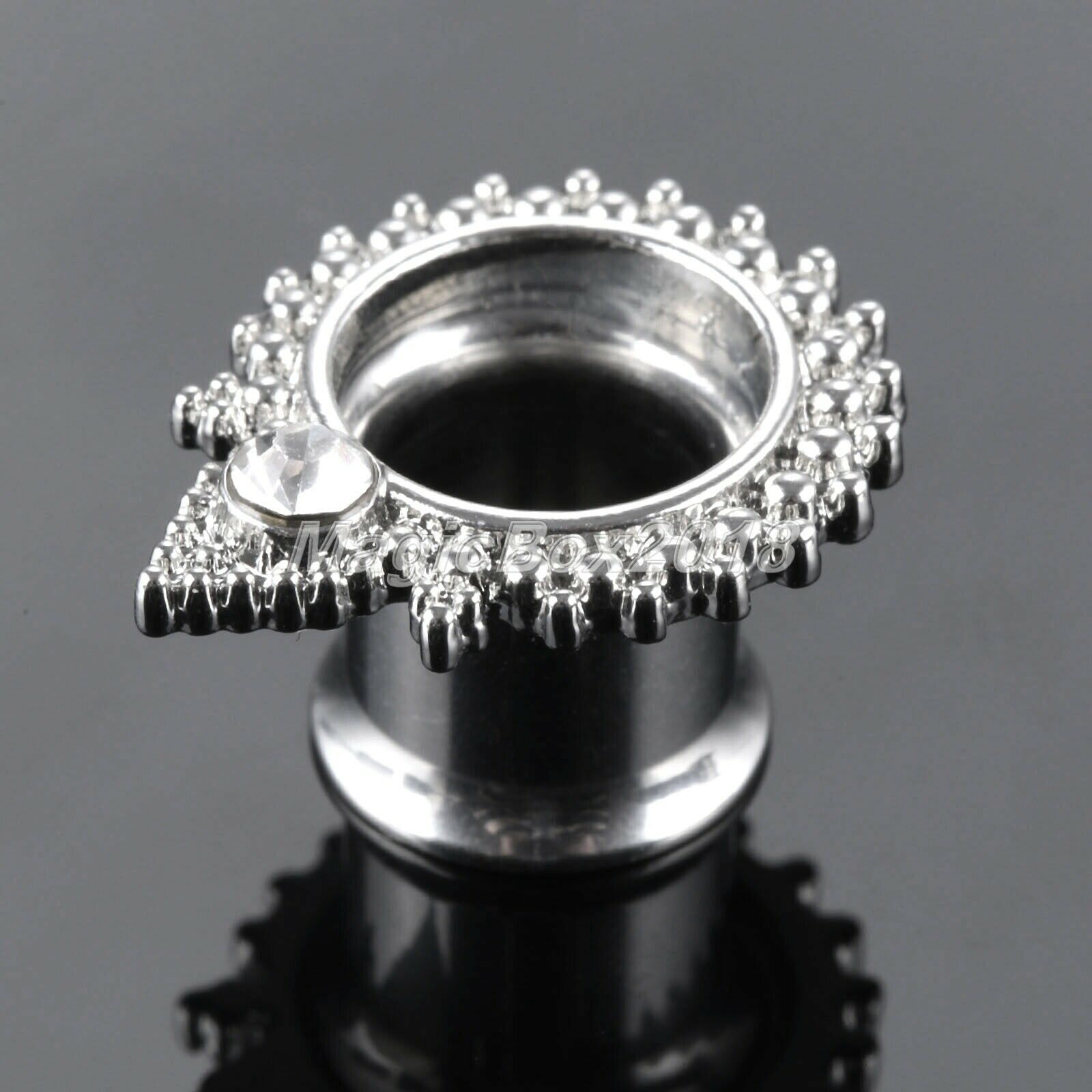 Water Drop Zircon Diamond Ear Tunnels Piercing Jewelry Wedding Hollow Gauge 8mm