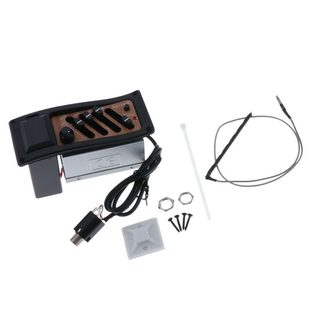 4 Band EQ Acoustic Guitars Preamp Piezo Pickup PRES Bass Middle Treble Control