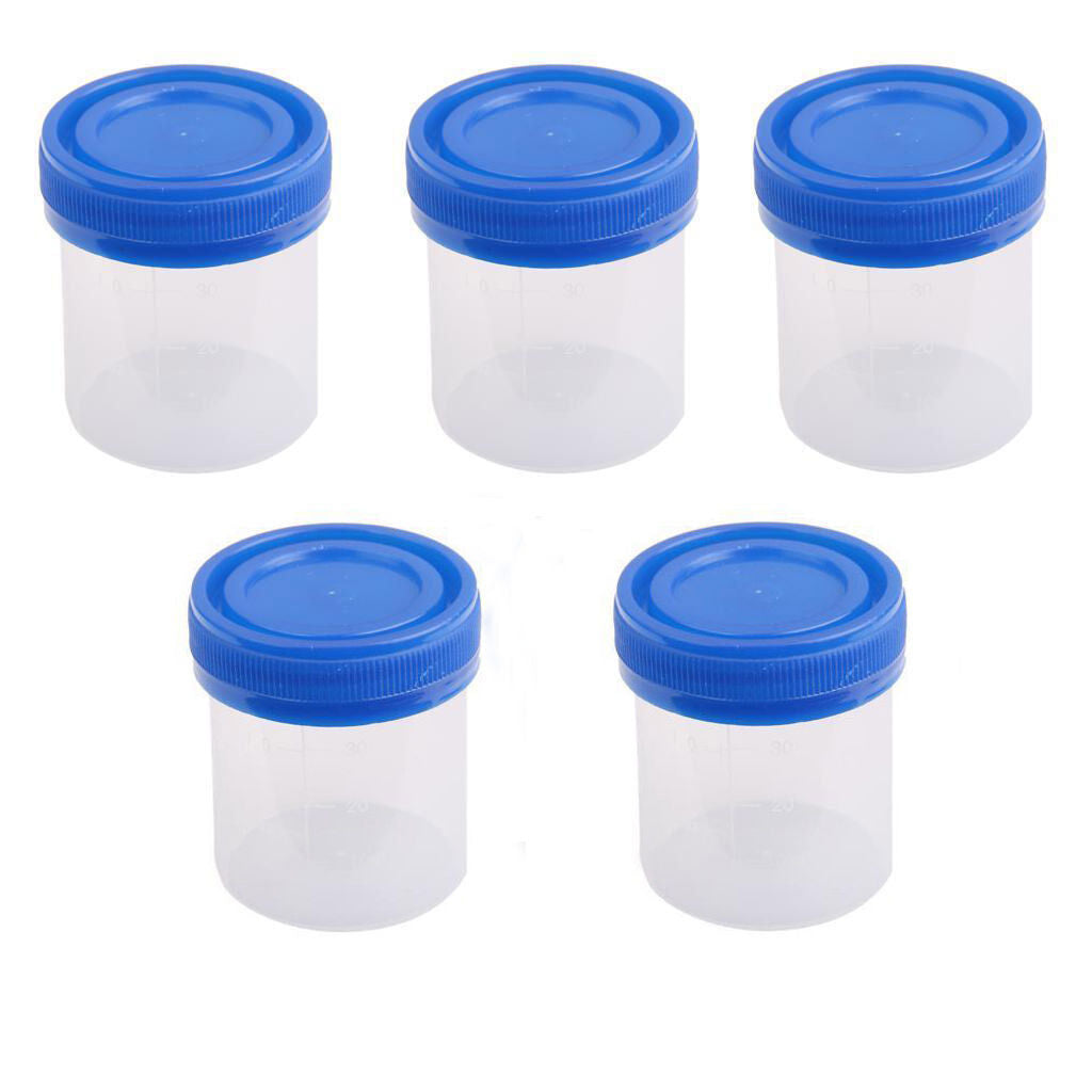 5PCS 40ML Specimen Cups Containers Sterile Jars Leakproof 1.5oz Graduated NEW