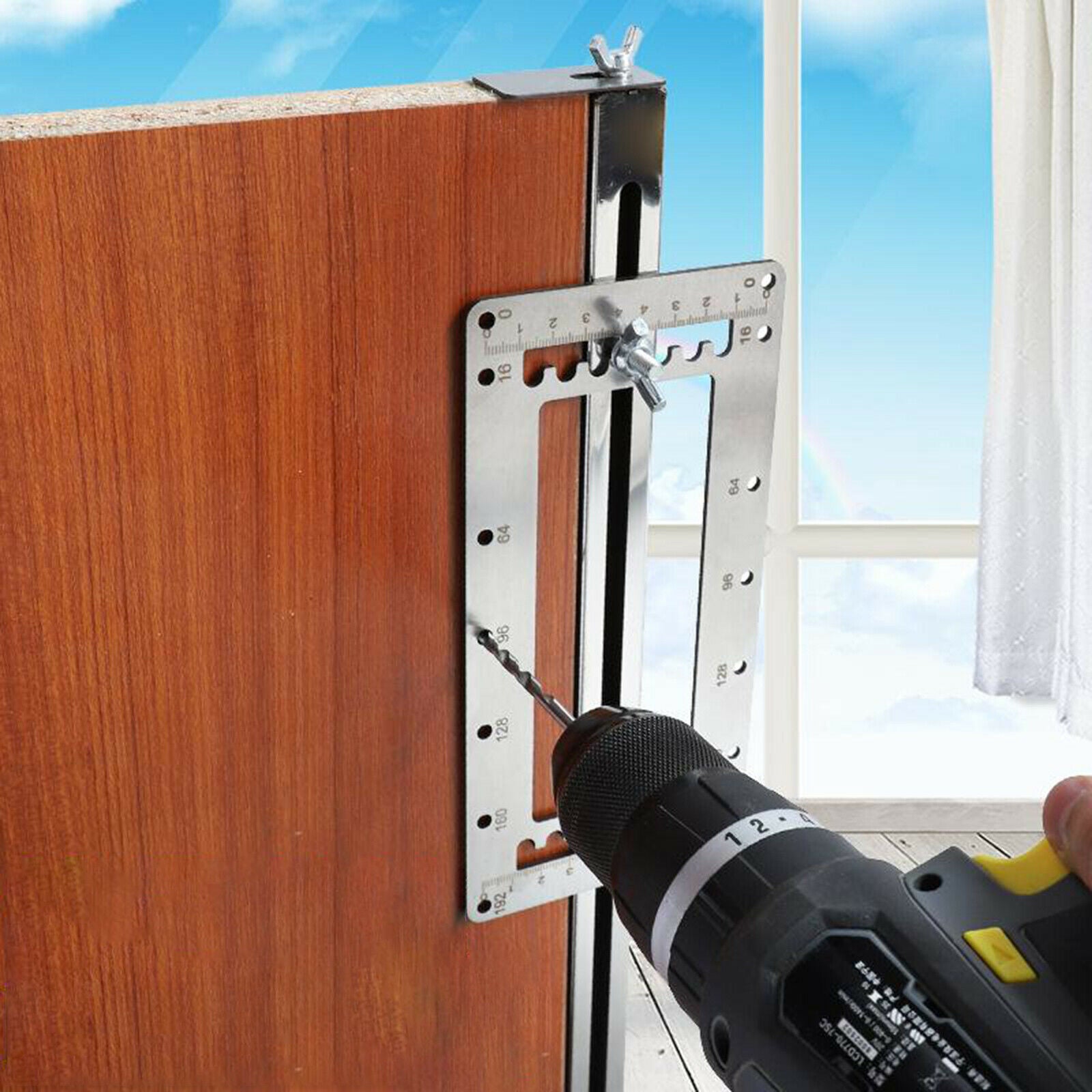 Cabinet Hardware Jig Adjustable Punch Locator Template Tool Drill Guide Wood