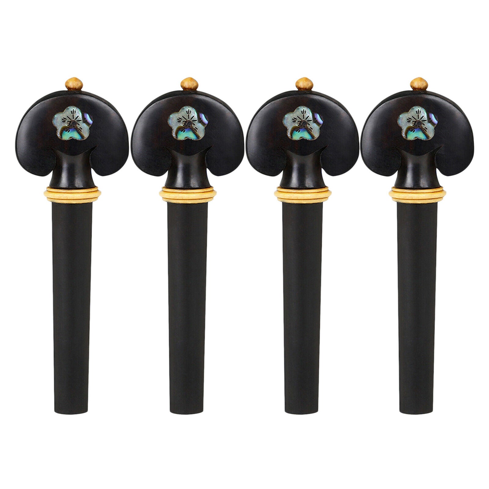 Set of 4 3/4 4/4 Violin Tuning Pegs Black Violin Parts Carved Abalone Shell