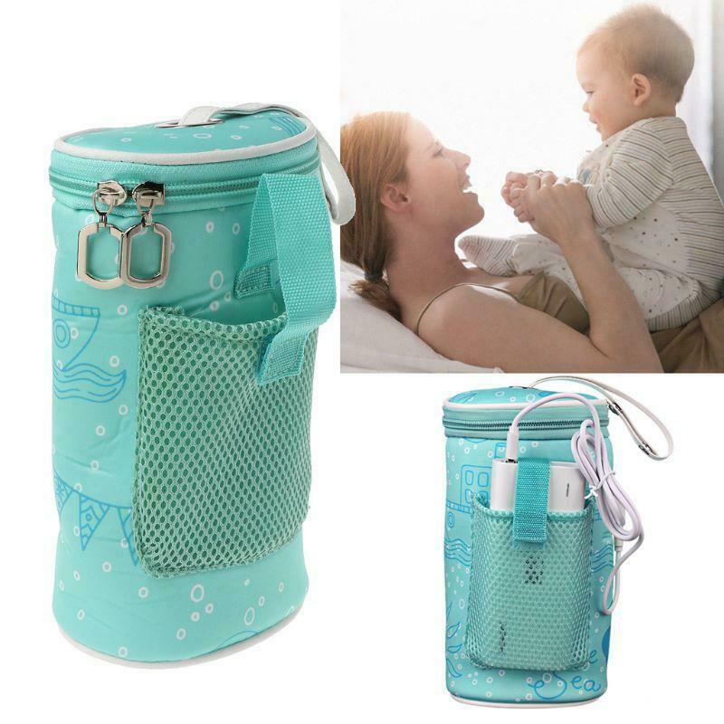 USB Baby Bottle Warmer Heater Insulated Bag Travel Cup Portable Milk Thermostat