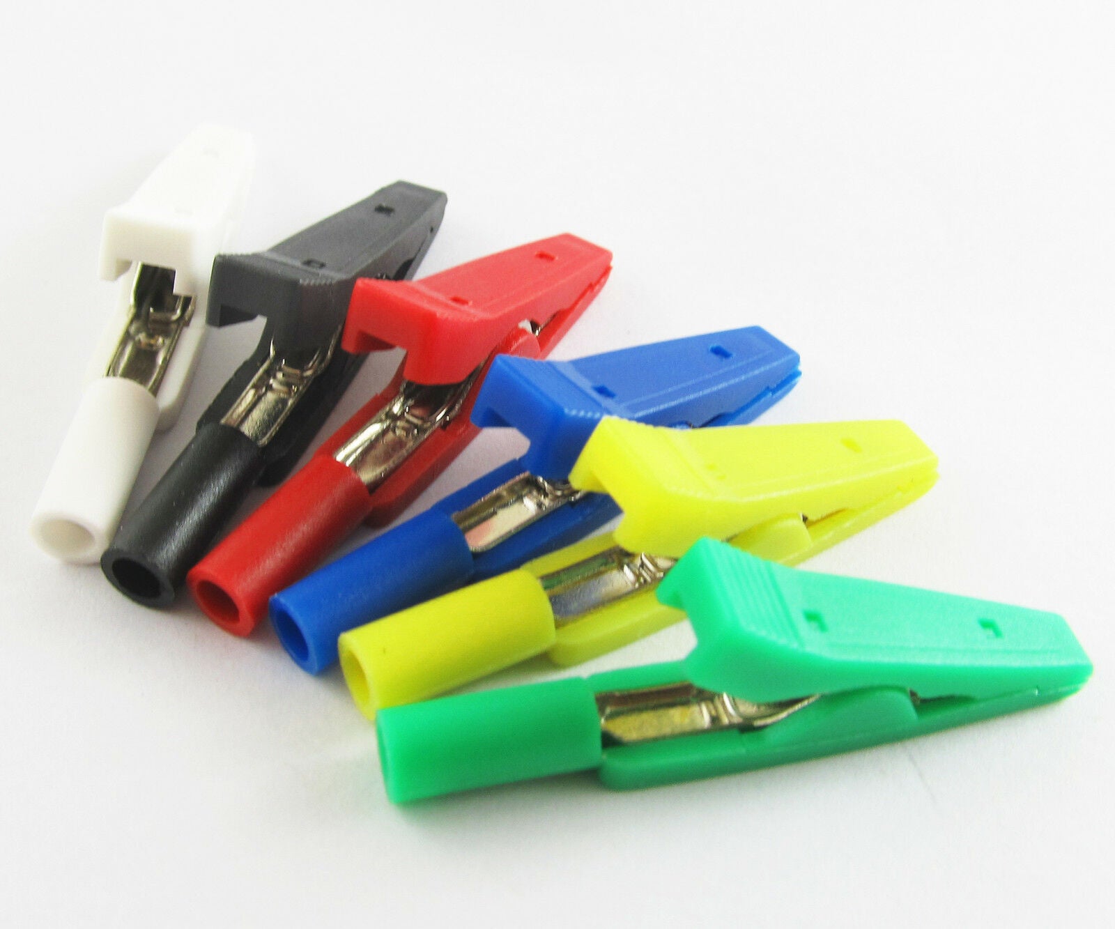 6pcs Full Insulated Alligator Clip to 2mm Banana Female Test Adapter 6 Colors