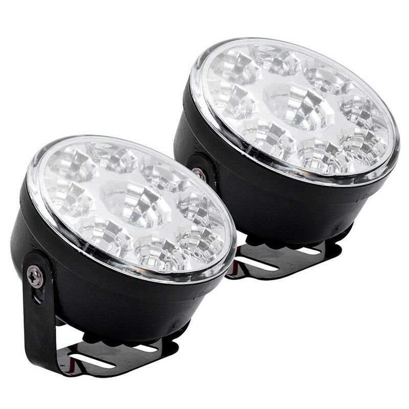 2x 9LED DRL Car Fog Lamp Round Driving Running Daytime Light Head Light Whit Fx