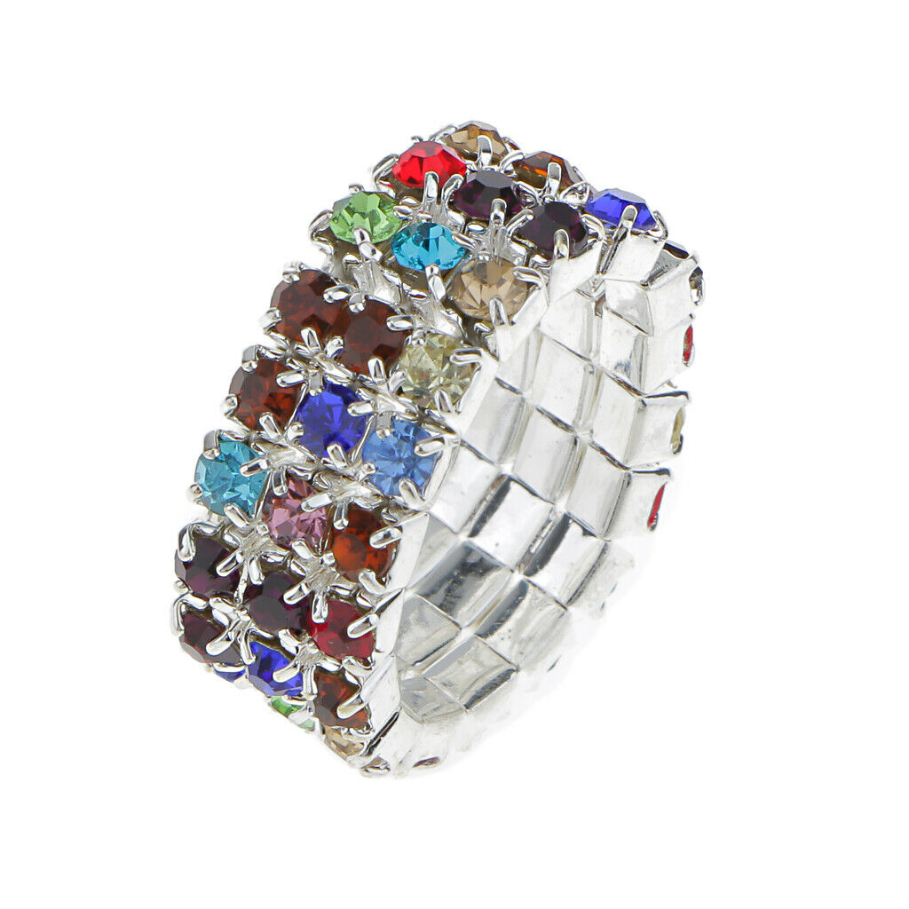 Elastic Multicolor 3 Row Crystal Rhinestone Toe Ring Bridal Jewelry 9mm