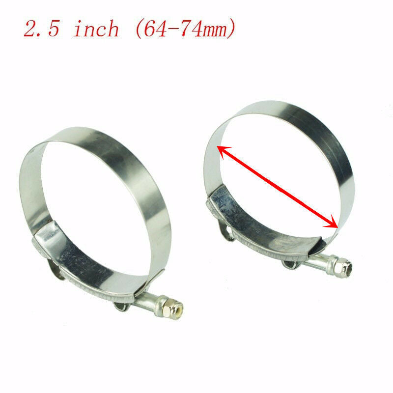 10x Premium 304 Stainless Steel T-Bolt Turbo Silicone Hose Clamp 2.5" 64-74mm