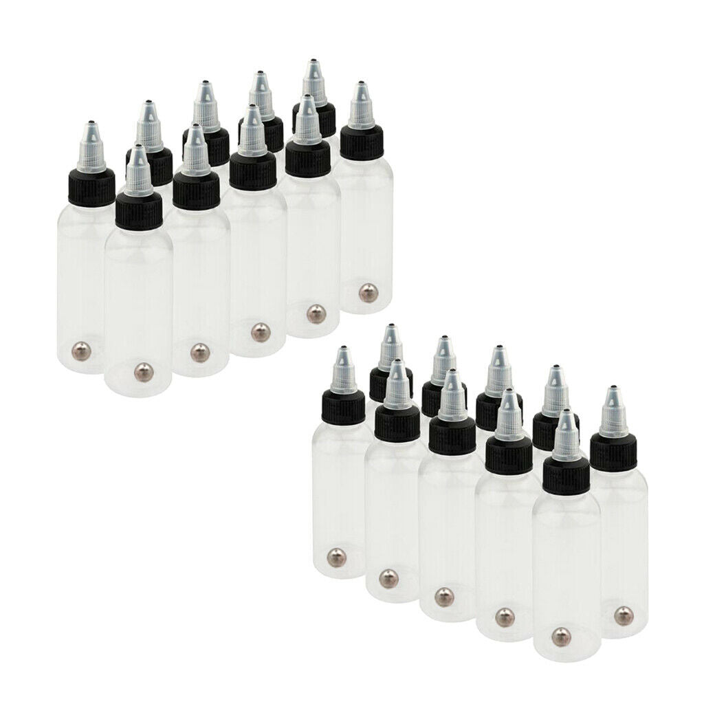 20Pcs KD001 Clear Tattoo Paint Airbrush Ink Pigment Boston Bottles LDPE 60ml