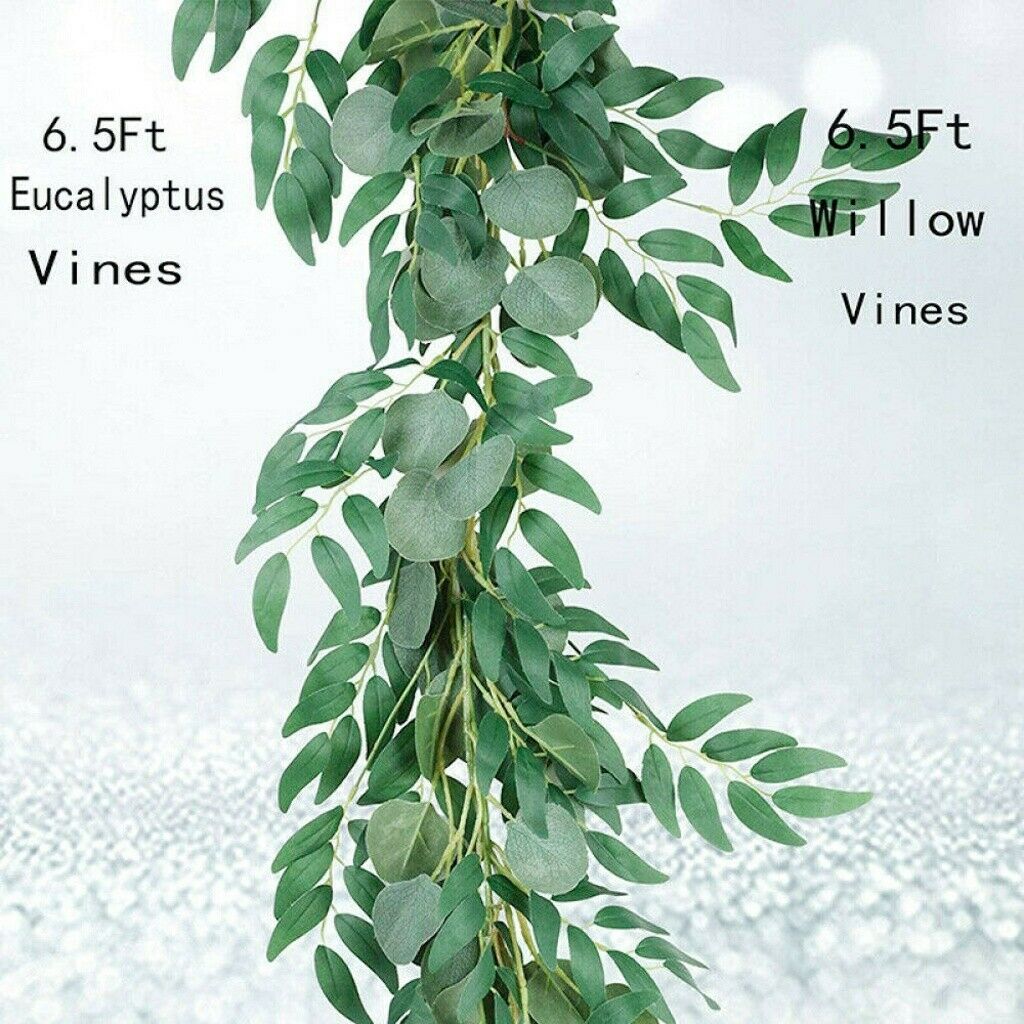 2M 6.5FT Silk Artificial Eucalyptus Leaf Garland Greenery Vine Wedding Decor