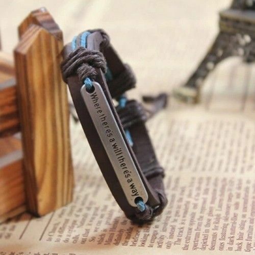 DIY Men Cuff Surfer Tribal Hemp braided Wrap Wrist Faux Leather Bracele.l8