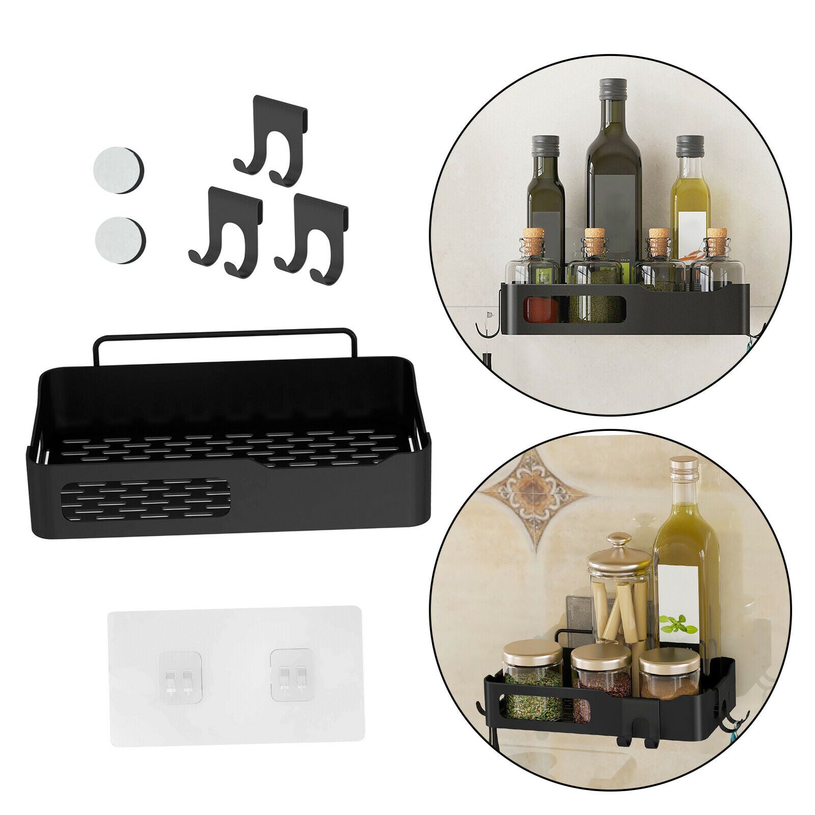 Stainless Steel Kitchen Floating Shelf Bathroom Shampoo Storage Organizer