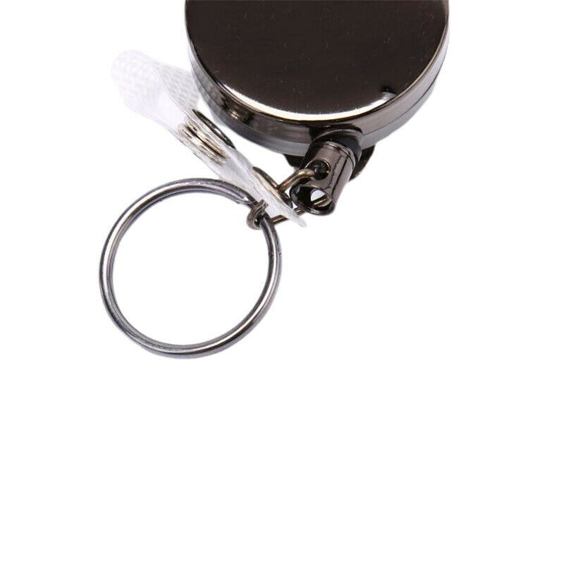 1pc Retractable Badge Holder Reel Name Card Keychain Metal ID Belt Clip KeyrBDA