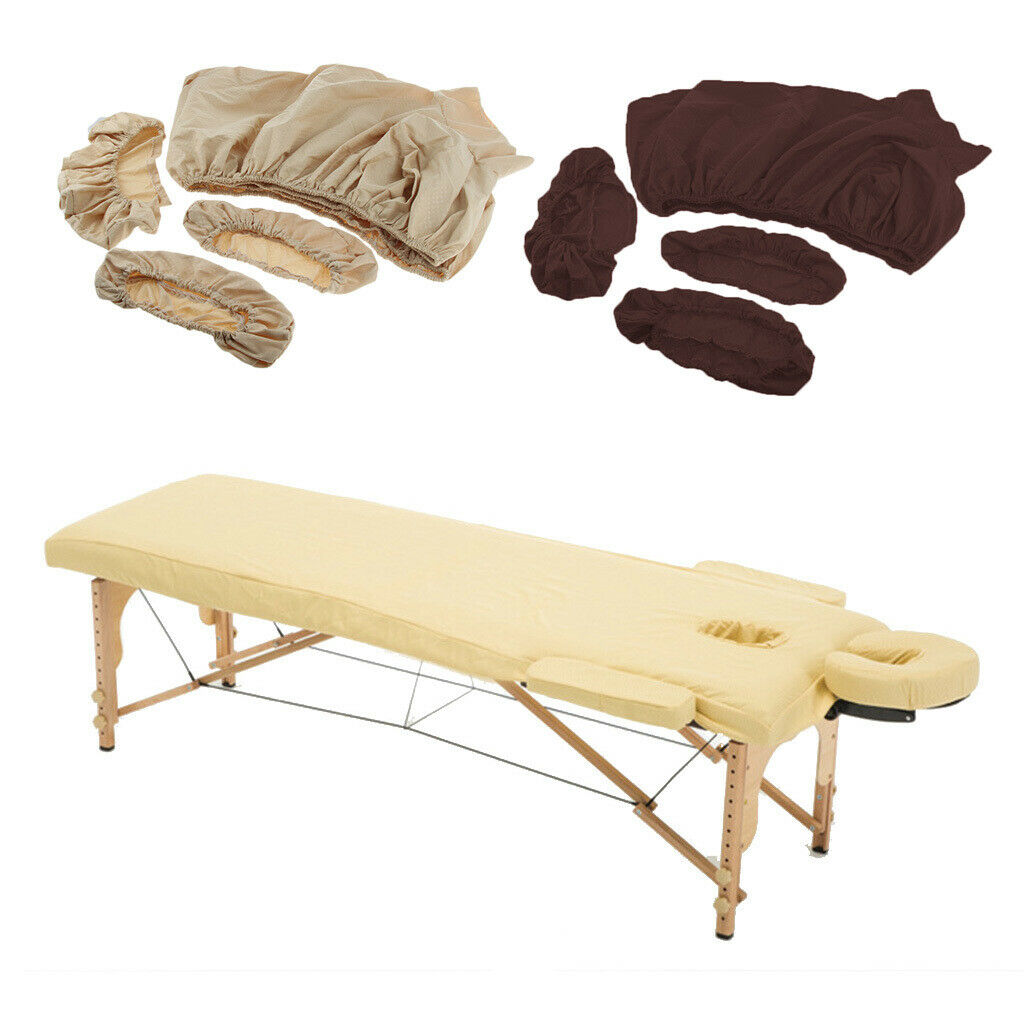 Soft Massage Table Fitted Sheets Face Cradle Hand Pillow Cover Kit Yellow+Coffee