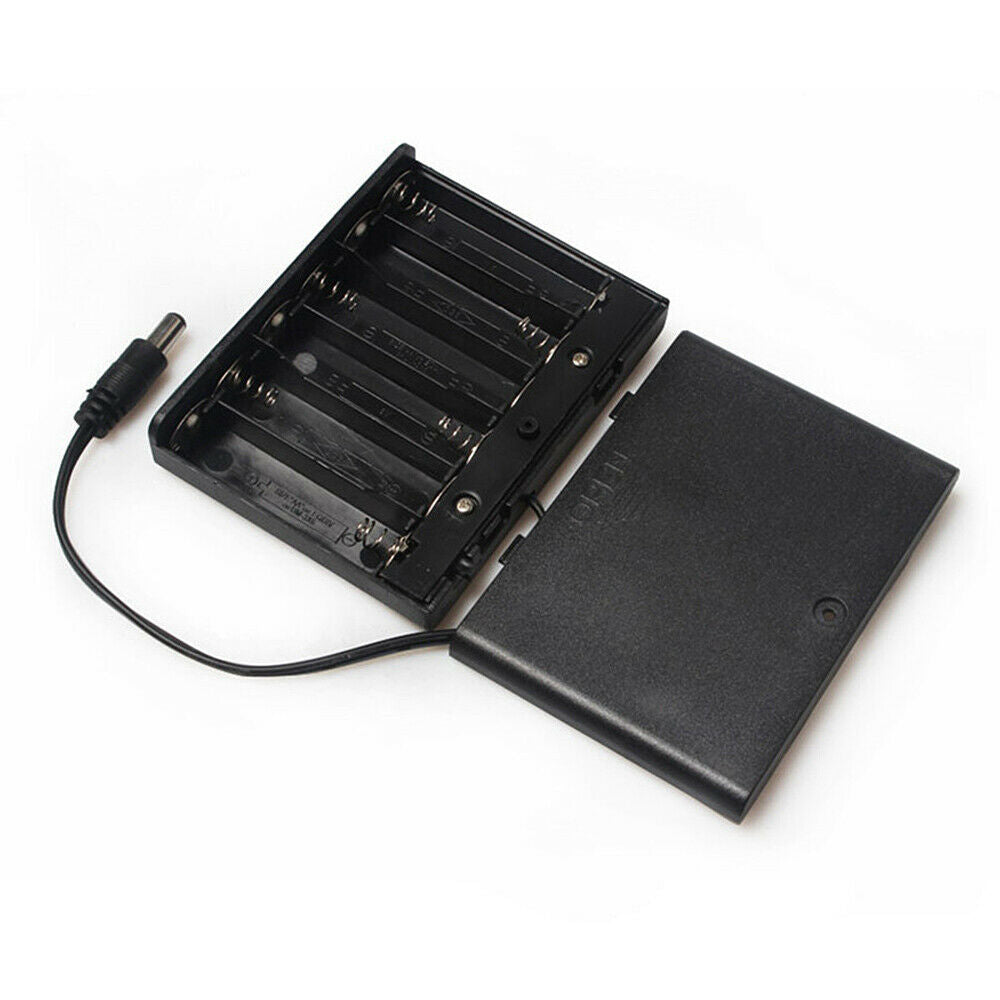 6 AA Battery Holder Case Box & Cover Storage Holder Organizer with DC Head 9V