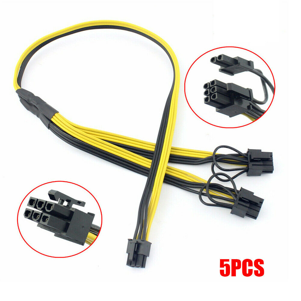 5Pcs PCI-E PCI Express 6 Pin to Dual 8 Pin 6+2 Pin Adapter GPU Video Card Cable