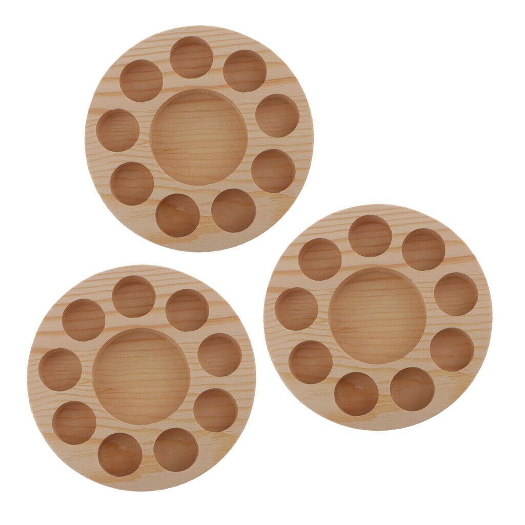 3Set Wood Storage Rack Holder Bottle Makeup Tray Holds up to 10 Bottles