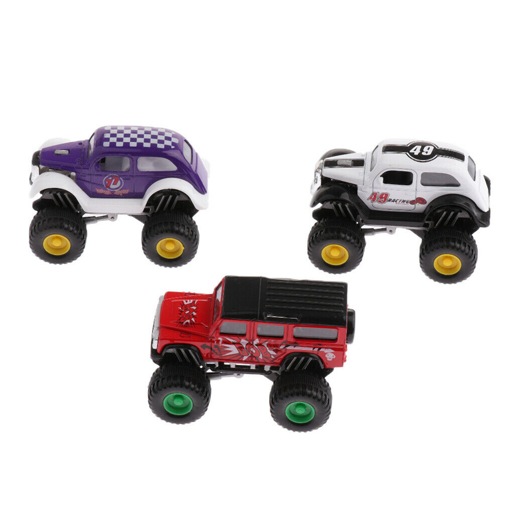 3 Pieces Assorted Car Toys - Mini Die-cast Cars And Pull Back Vehicles For