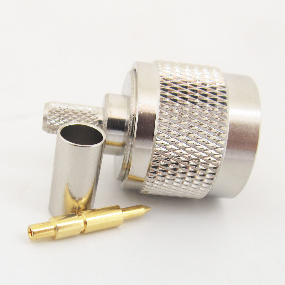 4sets Nickel N Type N Male Plug Crimp RF Coaxial Connector for RG58 50ohm Cable