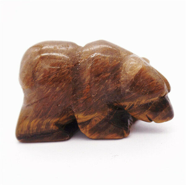 39x23x16mm Natural Tiger Eye Gem Carved Bear Decoration Statue Home Decor HH7752