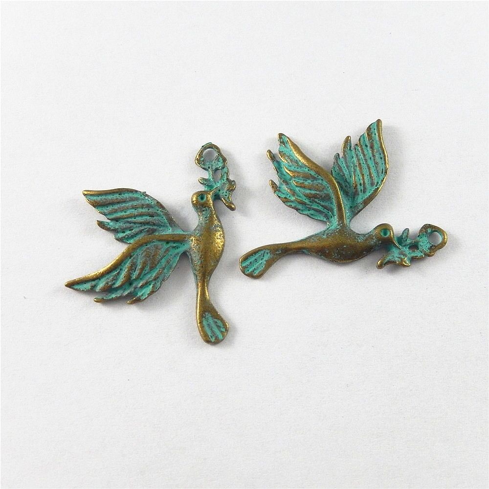 Retro Bronze Alloy Bird Take Flower Shape Pendant Jewelry Accessory Finding 20pc