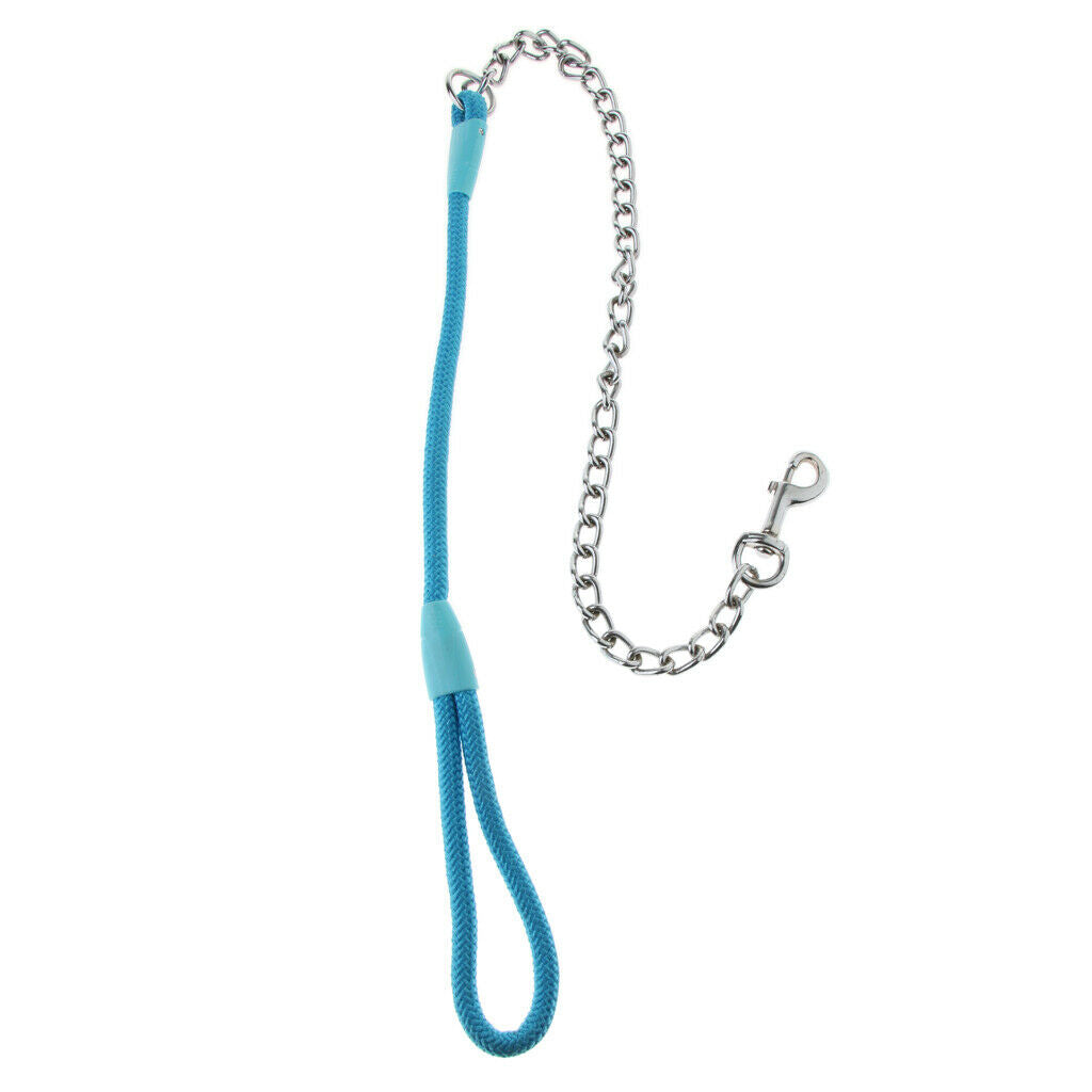 Pet Harness Dog Leather Iron Chain Training Rope for Medium Dog Blue