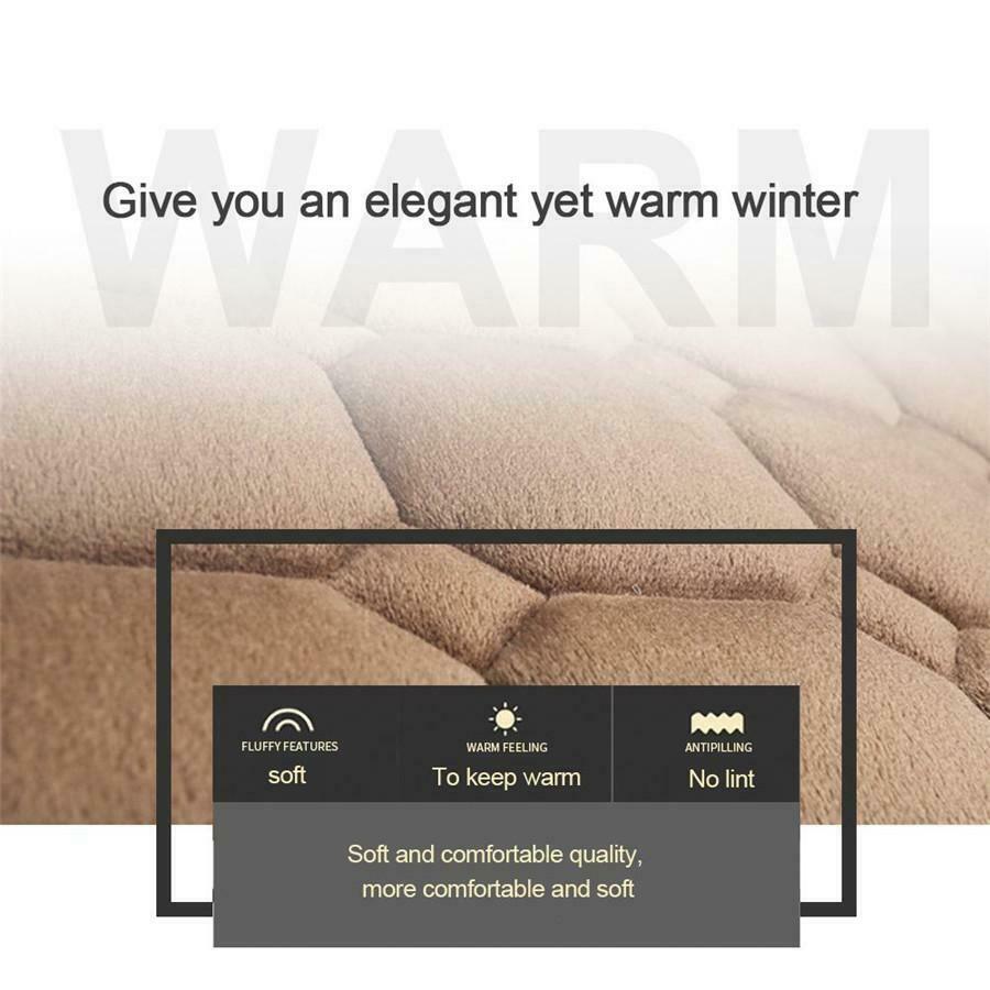 Black Car Front Seat Cushion Pad Premium Thickened Short Plush Warm Universal