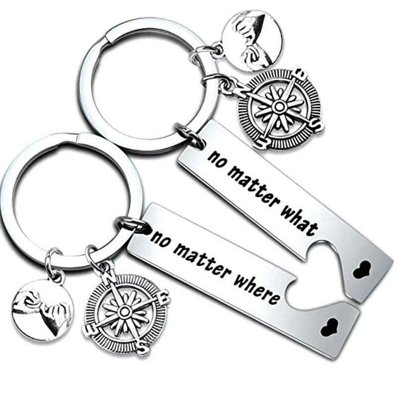 Girlfriend Sisters Couple Stainless Steel Keychain Compass Hand in Hand Keychain