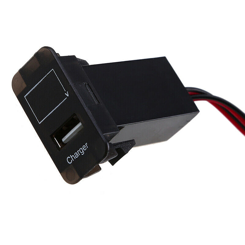 Black 12V Smartphone USB Charging Car Charger With Voltmeter For Suzuki