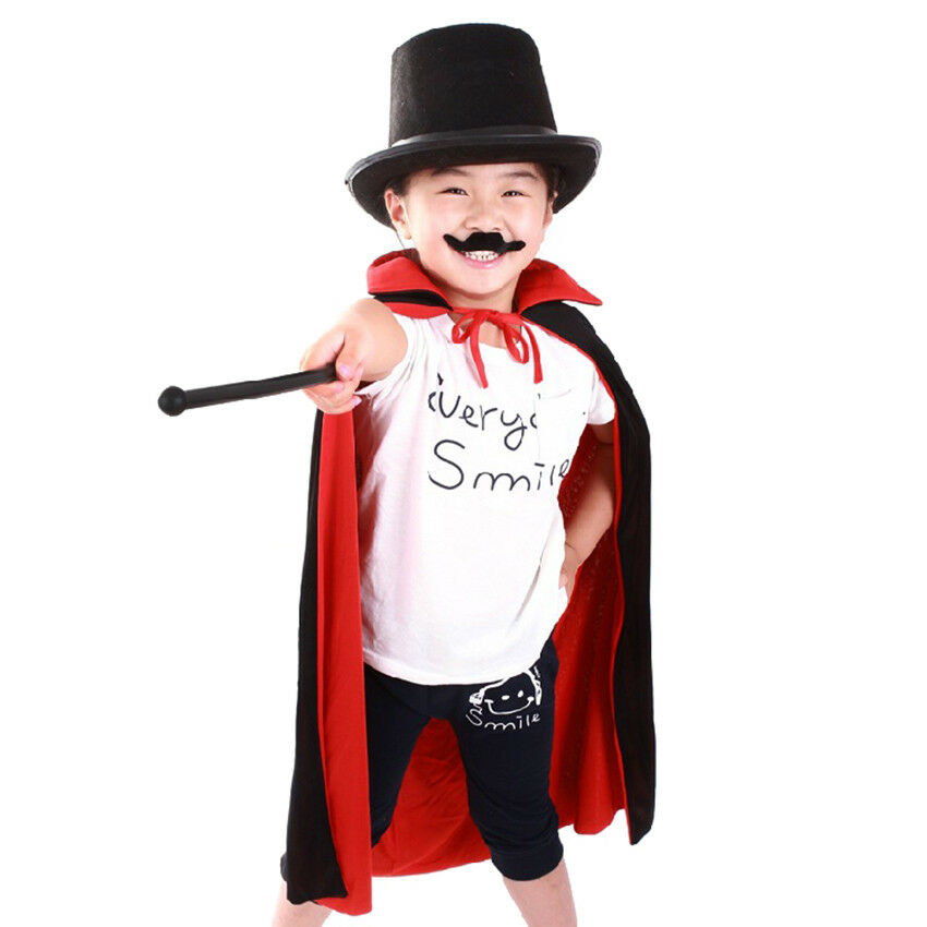 Vampire Cloak Reversible Cloak With Stand-up Collar Black Red Long Cape For Kids