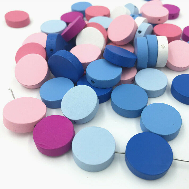 50X Mixed color Spacer Beading Wooden Beads Kids Pacifier Clip Accessories 20mm