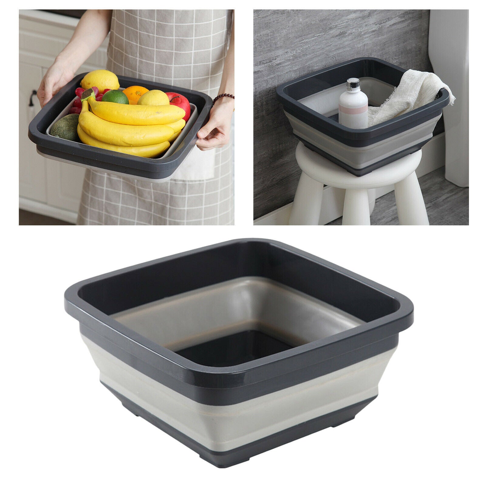 Silicone Portable Camping Folding Wash Basin Collapsible Bucket/ Dish Tub