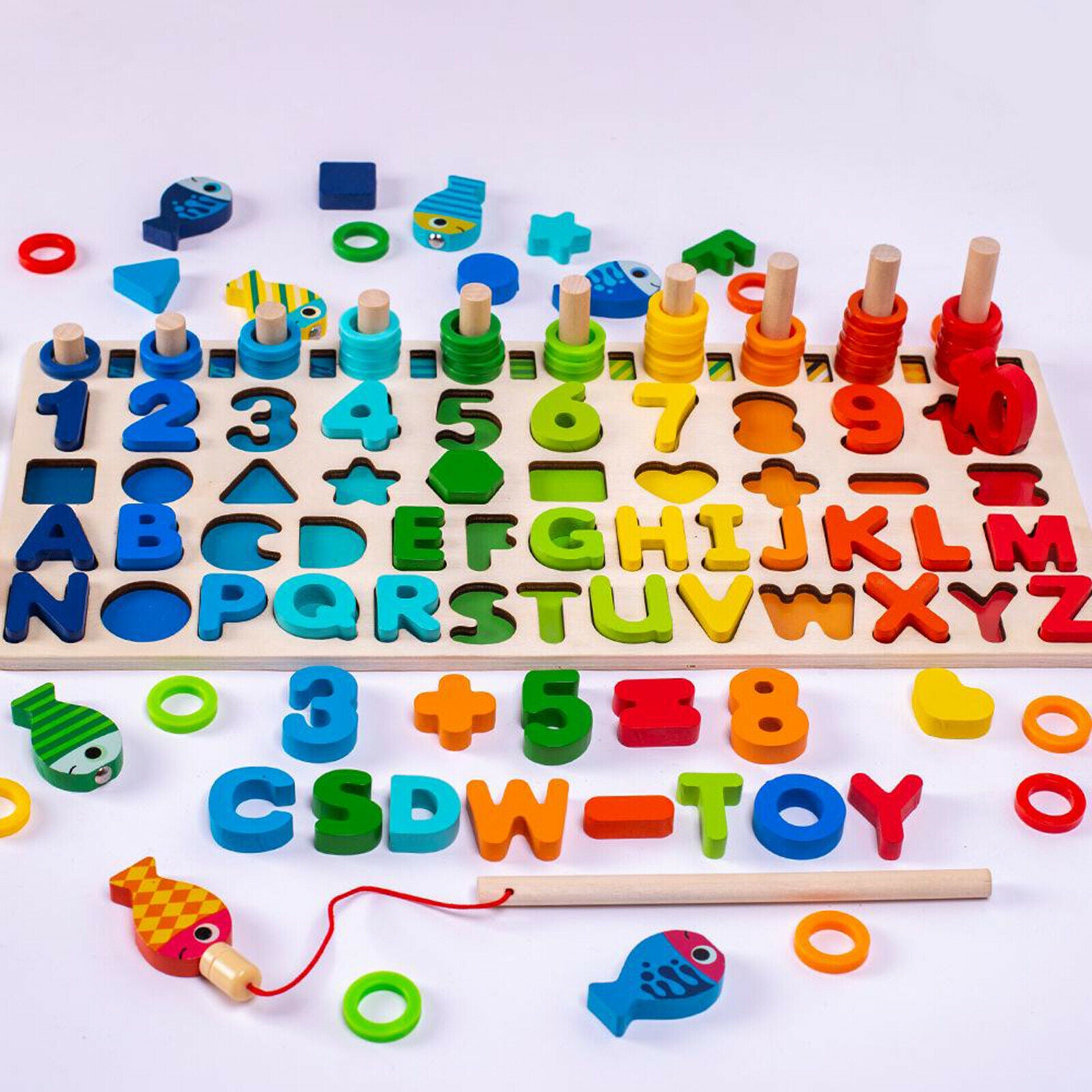 Wooden Toddler Puzzles Boards Shape, Number, Letters Puzzles for 4-6 Kids