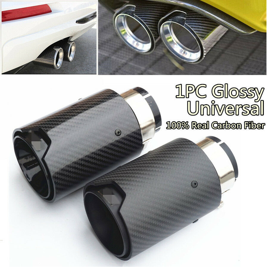 2.5'' in-3.5'' out Universal Car Real Carbon Fiber Exhaust End Tips Glossy Black