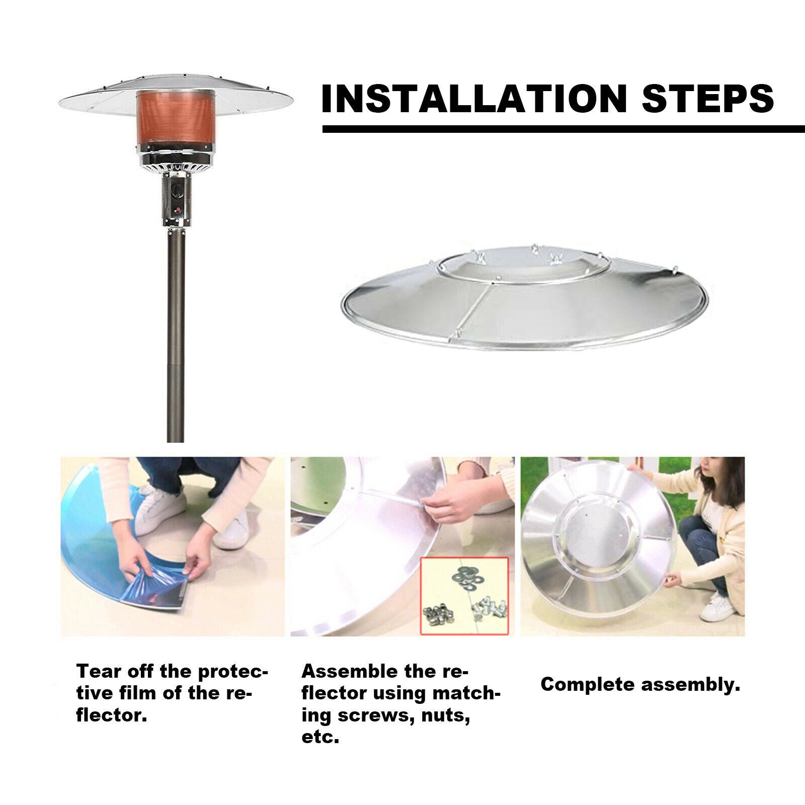 Universal Propane Patio Heater Heat Reflector Panels Center Heater Umbrella