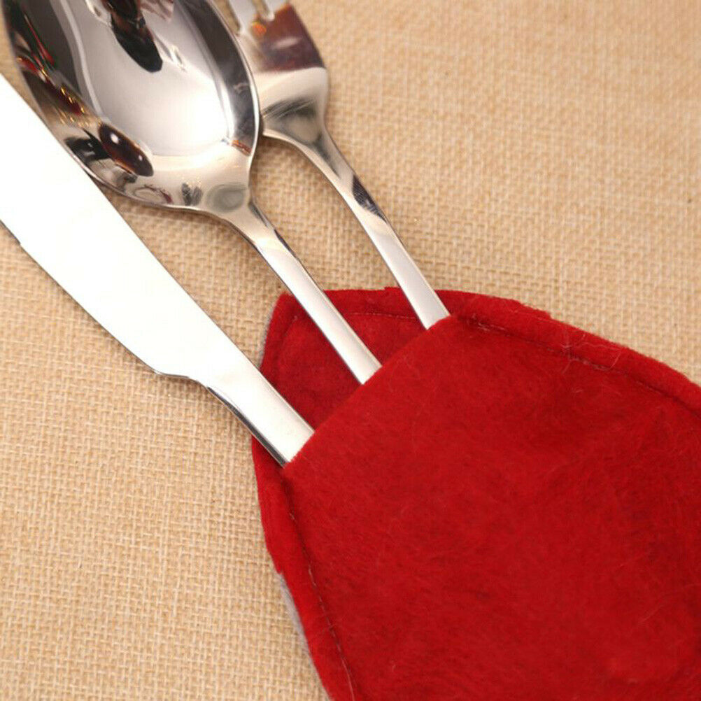Christmas Santa Faceless Cutter Forks Cutlery Cover Holders Bag Dinner Decor