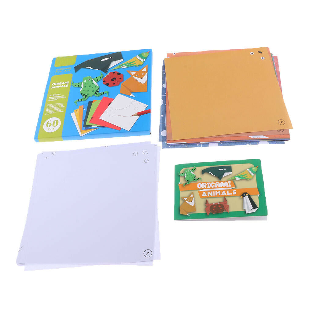 60 Pieces Cute Animals Patterns Origami Paper with Vibrant Colors for Kids