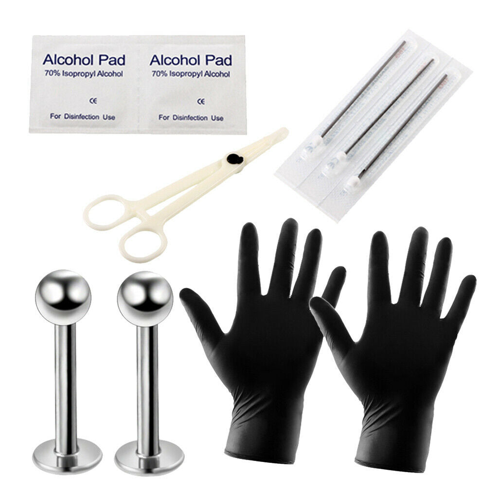 10pcs/Set Body Piercing Tool Kit Ear Nose Navel Nipple Needles Style 3