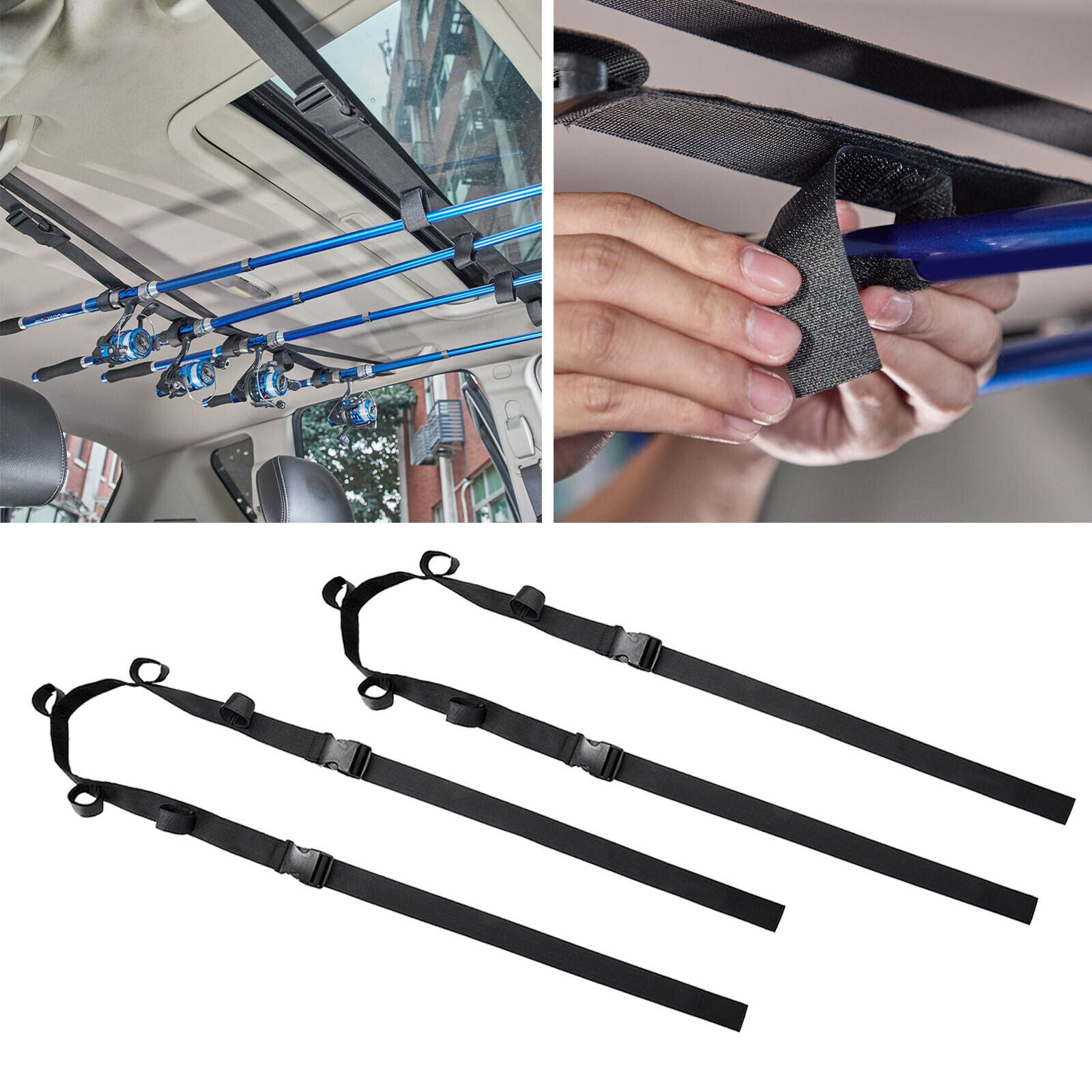 2x Portable Fishing Rod Holder Belt for Car Vehicle Fishing Pole Carrier