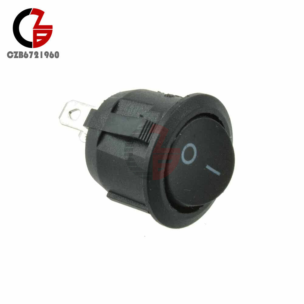 20Pcs Mini Black Round 3 Pin SPDT ON-OFF Rocker Switch Snap-in 6A/10A 250V/125V