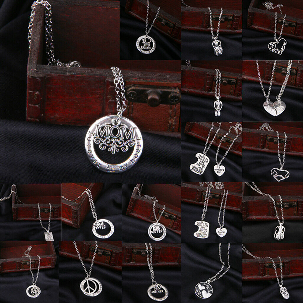 Fashion Charm Leaves Double Heart Round Pendant Chain Necklace Jewelry