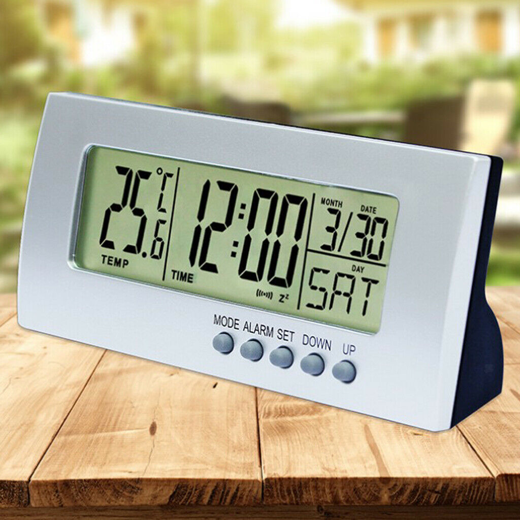 Battery Powered Digital Alarm Clock with Temperature Display for Home Office