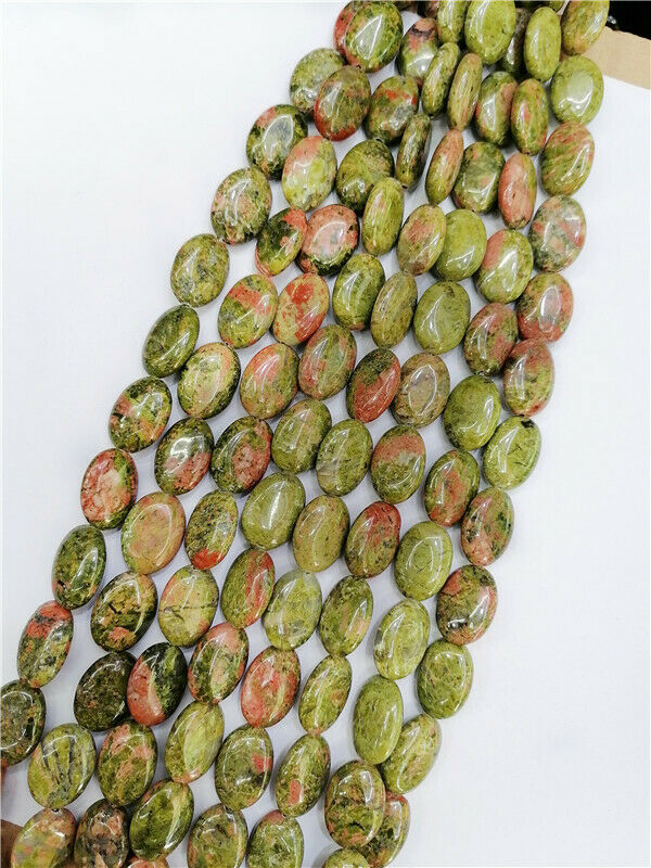 1 Strand 18x13x6mm Natural Unakite Jasper Oval Spacer Loose Beads 15.5" HH8757