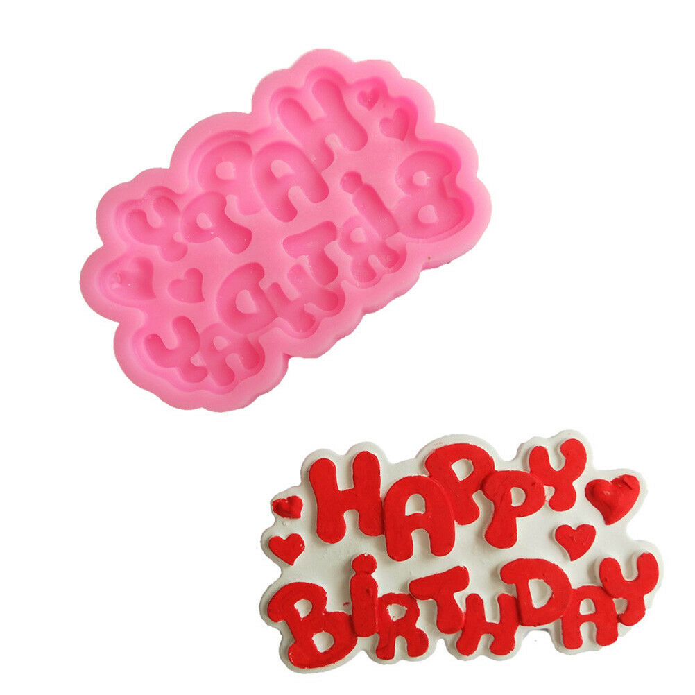 Happy Birthday Letters Silicone Fondant Mold Chocolate Mould Cake Decor T.l8