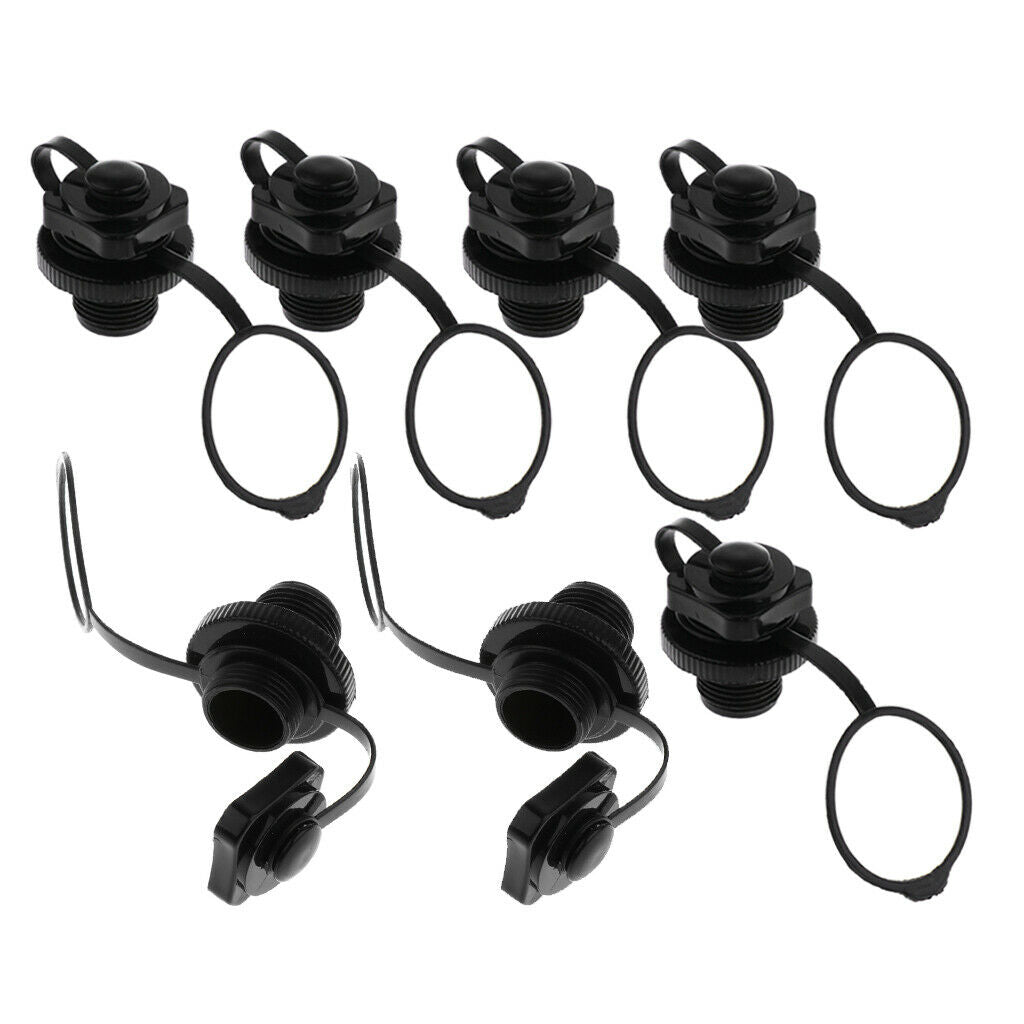 7x Replacement Air Valve Caps For Inflatable Boat Raft Airbed Blocker Black