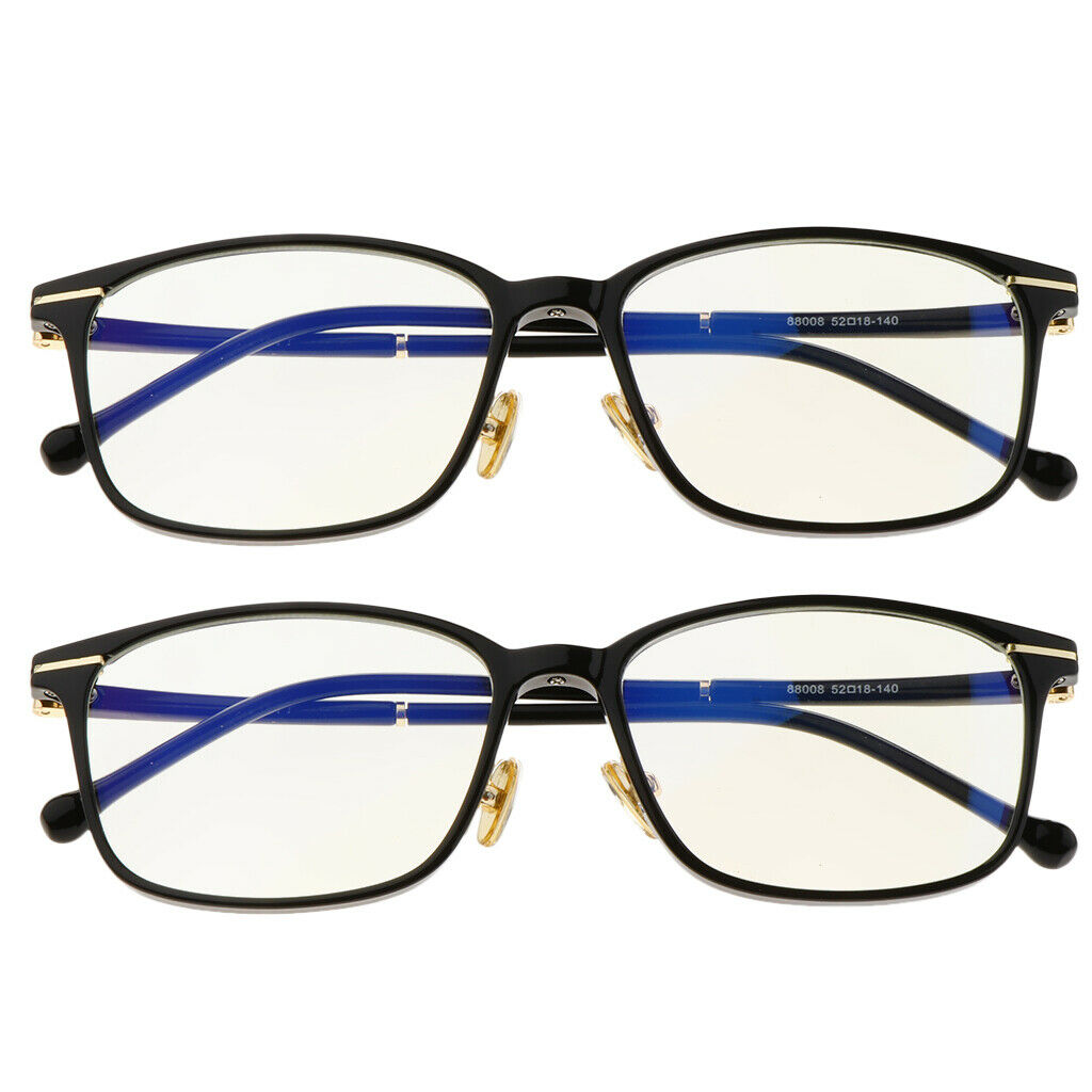 2Pairs Blue Light Blocking Glasses Computer Anti Eyestrain Eyeglass Black