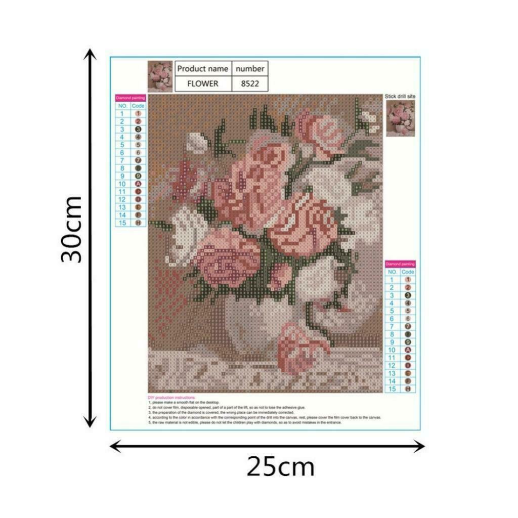 5D DIY Diamond Painting Kit for Beginners, Full Drill Peony Flowers Rhinestone