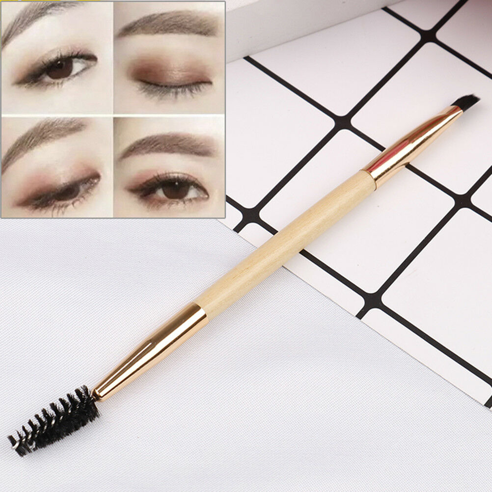 Pro makeup tools bamboo handle double eyebrow brush + eyebrow comb brushe.l8