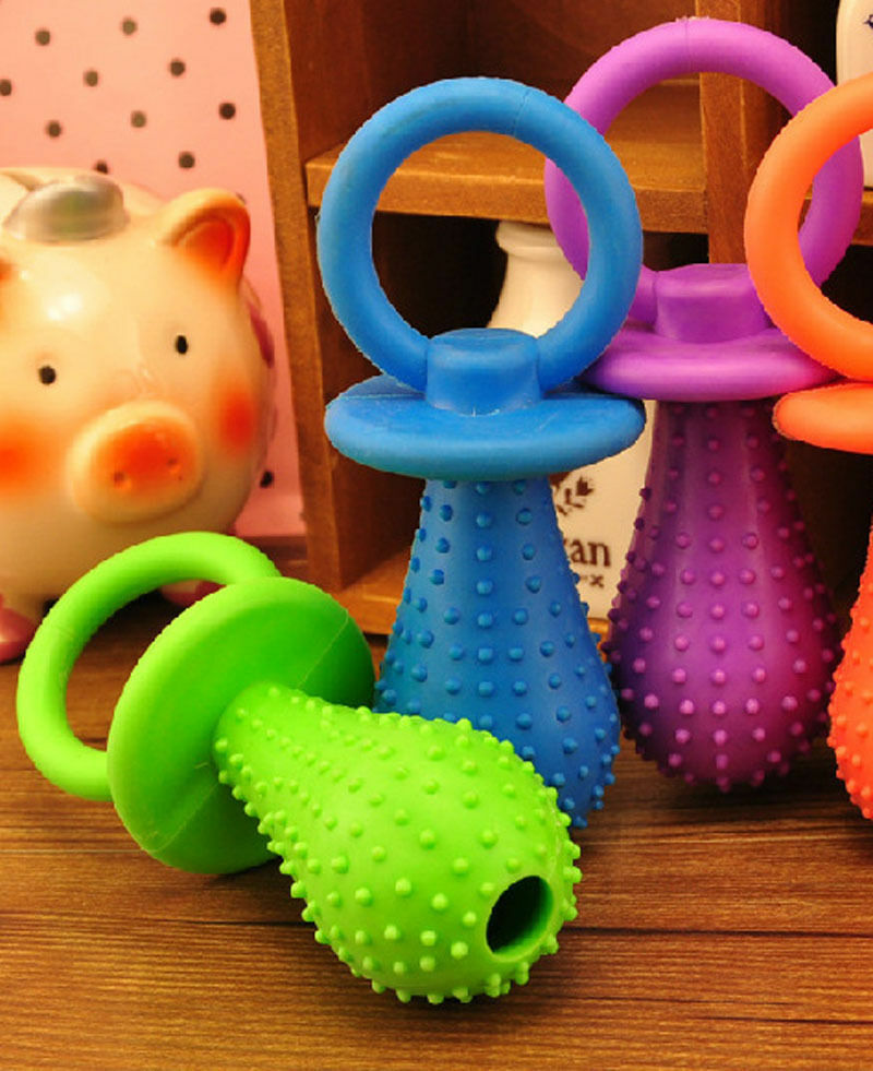 Rubber Pacifier for Pet Toys Dog Cat Puppy Chew Toys with Bell Sound Insid.l8