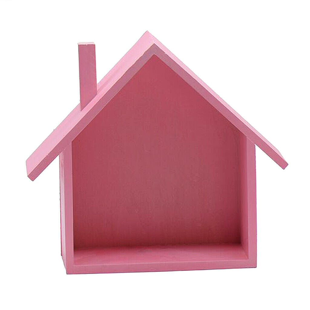 2x Wooden House-shaped Wall Storage Shelf Kids Room Decoration Display Shelf